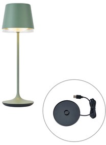 Lampada da tavolo verde con LED IP65 ricaricabile con stazione di ricarica - Bass
