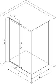Mexen Omega cabina doccia scorrevole 120 x 70 cm, trasparente, cromo + piatto doccia Flat - 825-120-070-01-00-4010