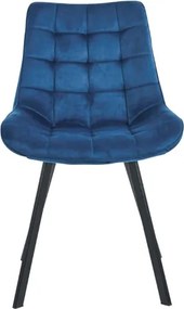 Sedia da pranzo in velluto Blu e gambe metallo nero - Roma 2 sedie