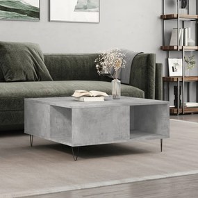 Tavolino Salotto Grigio Cemento 80x80x36,5 Cm Legno Multistrato /