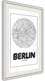 Poster  City Map: Berlin (Round)  Cornice Quadri Cornice nera, Larghezza x Altezza Home decor 20x30