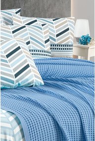 Copriletto in cotone blu 220x240 cm Waffle - Mila Home