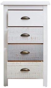 Cassettiera alta bianca e grigia con 4 cassetti , 46 x 80 cm Romantica - Marckeric