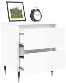 Comodini 2pz bianco lucido 40x35x50 cm in legno multistrato