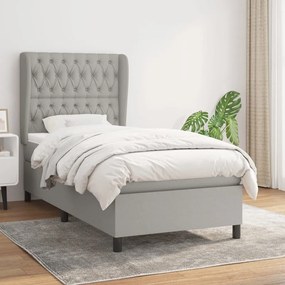 Giroletto A Molle Con Materasso Grigio Chiaro 90x200 Cm Tessuto /
