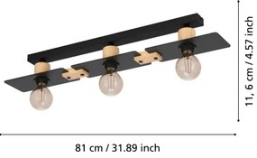 Eglo 43751 - Plafoniera BRAMERTON 3xE27/40W/230V