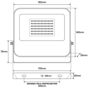 Faro LED 50W IP65 125lm/W - con Osram chip LED Colore Bianco Naturale 4.000K