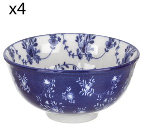 Set 4 coppette fiori blu porcellana Hanami