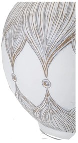 Lampada da tavolo con paralume in tessuto bianco e oro (altezza 59 cm) Atene - Mauro Ferretti