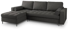 Divano letto angolare grigio scuro, angolo sinistro Santo - Milo Casa