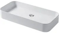 Lavabo da appoggio rettangolare 80x38cm in ceramica bianca lucida serie Slim Disegno-Ceramica