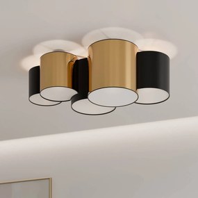 TK Lighting Plafoniera Mona 5 luci, nero/oro