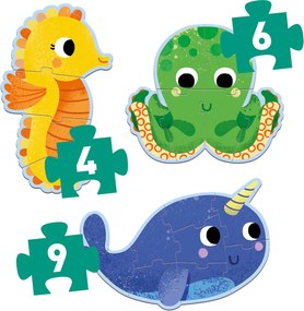 Primo puzzle - nel mare - 4, 6, 9 pezzi