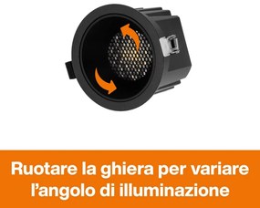 Faro da Incasso Nero 12W Foro Ø75mm CCT 15°-55° con driver Philips Colore Bianco Variabile CCT