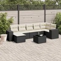 Set Divani da Giardino con Cuscini 8 pz Nero in Polyrattan 3222885