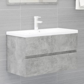Mobile Lavabo Grigio Cemento 80x38,5x45 Cm İn Legno Multistrato /
