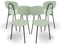 Fabriano - Set di 4 sedie di design in metallo e PP, stile moderno, colore elegante verde