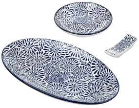 Set sushi 3 pezzi con decori blu Sushiko