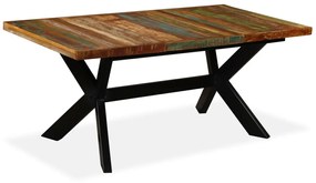 Tavolo da pranzo in legno di recupero e acciaio a croce 180 cm