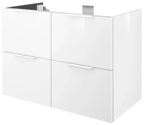 Mobile da bagno sotto lavabo SENSEA Neo bianco laccato lucido L 90 x H 64 x P 48 cm 4 cassetti, lavabo non incluso