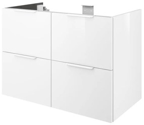 Mobile da bagno sotto lavabo Neo bianco laccato lucido L 90 x H 64 x P 48 cm 4 cassetti, lavabo non incluso