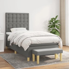 Giroletto A Molle Con Materasso Grigio Scuro 80x200 Cm Tessuto /
