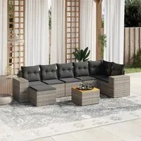 Set Divano da Giardino 8 pz con Cuscini Grigio in Polyrattan 3257887