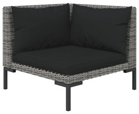 Divani da Giardino 6 pz con Cuscini in Polyrattan Grigio Scuro