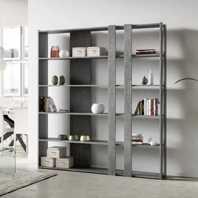 Libreria Eleganza Kato, Composizione C Kato 6R 2 fianchi 4 fasce lunghe / Cemento