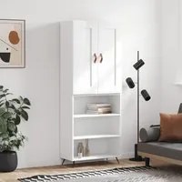 Credenza Bianco Lucido 69,5x34x180 cm in Legno Multistrato 3200043