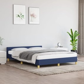 Giroletto Con Testiera Senza Materasso Blu 140x200 Cm Tessuto /
