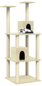Albero per gatti con tiragraffi in sisal crema 141 cm