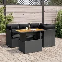 Set Divani da Giardino 5 pz con Cuscini in Polyrattan Nero 3326918