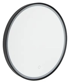 Specchio da bagno nero 50 cm con LED dimmerabile a 3 livelli con touch rotondo - Miral