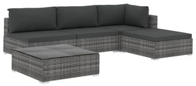 Set divani da giardino 5 pz con cuscini in polyrattan grigio