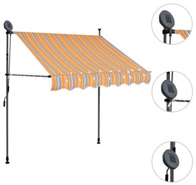 Tenda da Sole Retrattile Manuale con LED 150 cm Gialla e Blu