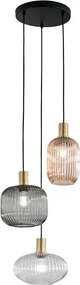 Lampadario Design I-EGADI-S3 nero paralume multicolore 3x E27 Ø25cm LUCE AMBIENTE DESIGN