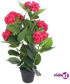 vidaXL Ortensia Pianta Artificiale con Vaso 60 cm Rossa