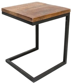 Tavolo contenitore nero con piano in legno di mango Box - LABEL51