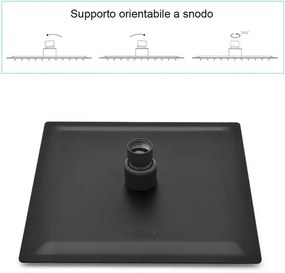 Set doccia con braccio 40 cm e soffione 30x20 cm in inox nero opaco