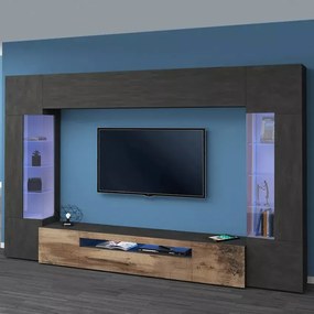 Parete Attrezzata Moderna NEW-EGYPT - Antracite, Made in Italy, 190 cm