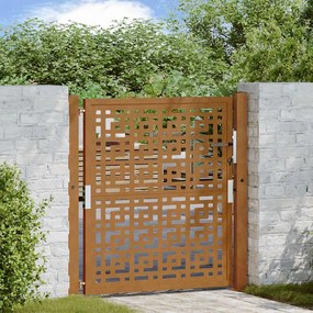 Cancello Da Giardino 105x105 Cm Acciaio Corten Design A Croce /