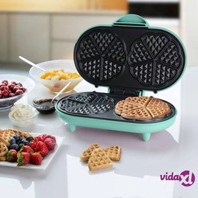 Bestron Piastra Doppia per Waffle a Cuore ADWM1000M 1000 W Menta