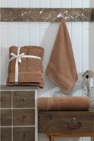 Set di asciugamani per viso e corpo tipo terry marroni in cotone 2 pz – Foutastic