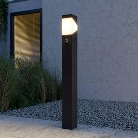 Lucande lampione Kiran, 100 cm, sensore, grigio, IP44, E27 Kiran Lucande, dimmerabile, Nero, Alluminio, Moderno