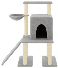 Albero per gatti con tiragraffi in sisal grigio chiaro 96,5 cm