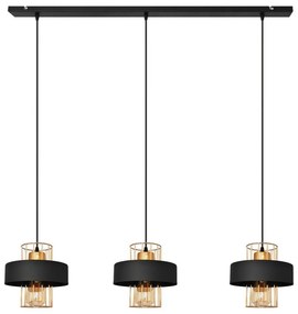 Lampadario a sospensione con filo VOLTA 3xE27/15W/230V nero/oro