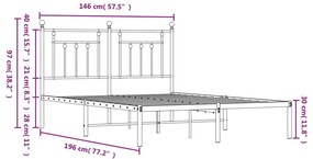 Giroletto con Testiera Metallo Bianco 140x190 cm