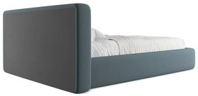 Letto matrimoniale imbottito blu con vano contenitore con griglia 140x200 cm Kiana - Makamii