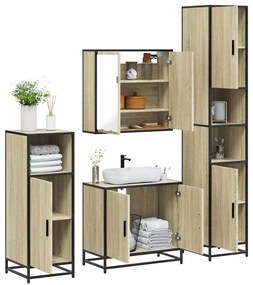 Set Mobili Da Bagno 4 Pz Rovere Sonoma İn Legno Multistrato /